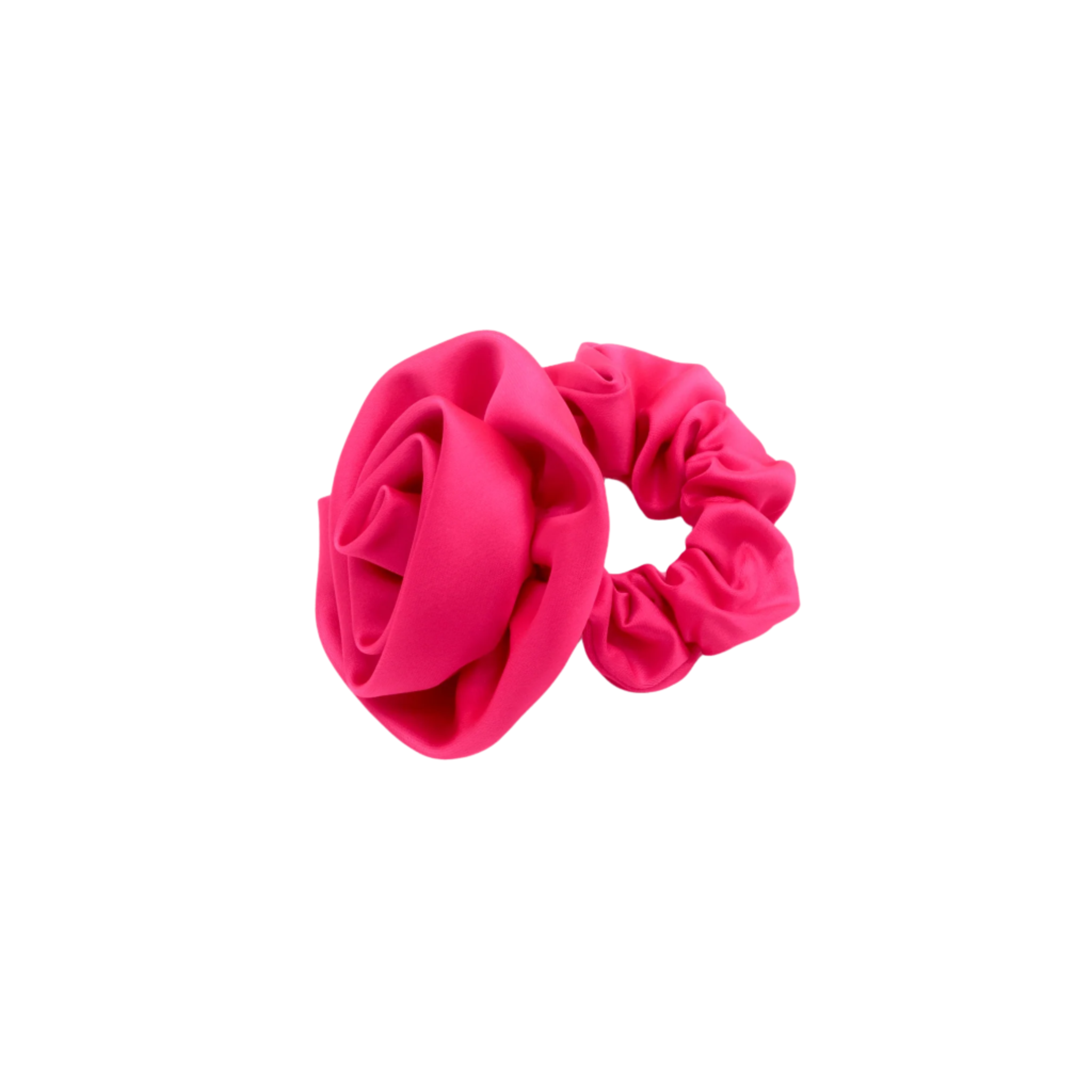 Rosette Satin Scrunchie in Raspberry