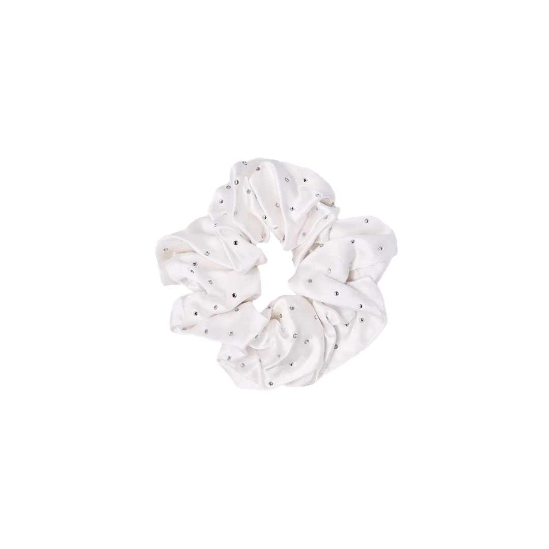 Crystal Silk Scrunchie in Swan
