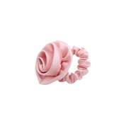 Rosette Satin Scrunchie in Powder Pink